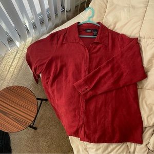 faux suede red blouse !!